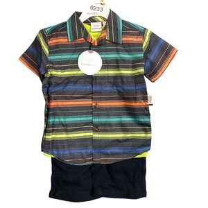 Koala Kids Boys 3 Piece Set Shirt and Shorts Lime Popsicle 3T